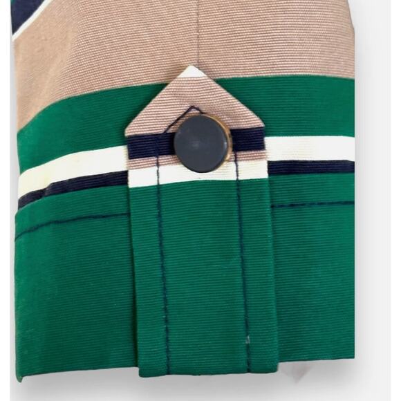 Talbots 10 Cropped Striped Jacket Blazer Work Career Office Navy Green Classy - Picture 9 of 9